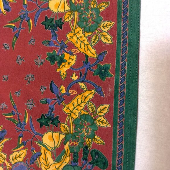 Williams Sonoma Placemats Set of 4 French Country Provence Botanical Maroon Gold - Picture 10 of 12